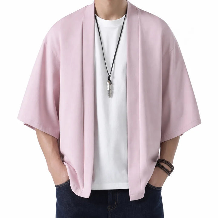 Fenton | Men's Kimono Style Shirt - Color:Pink;Size:S