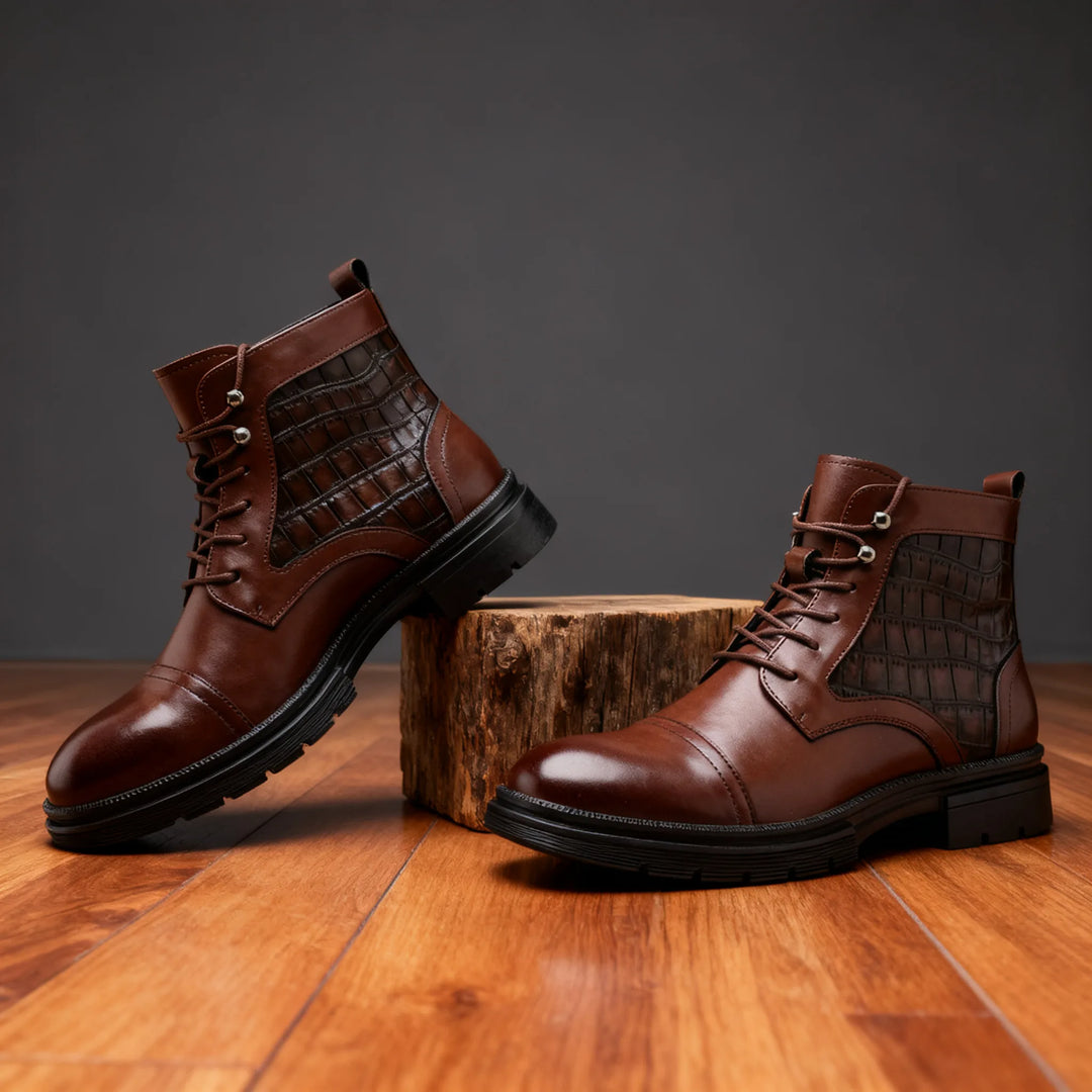 Ferris Cap-Toe Ankle Boots - Color:Brown;Size:38