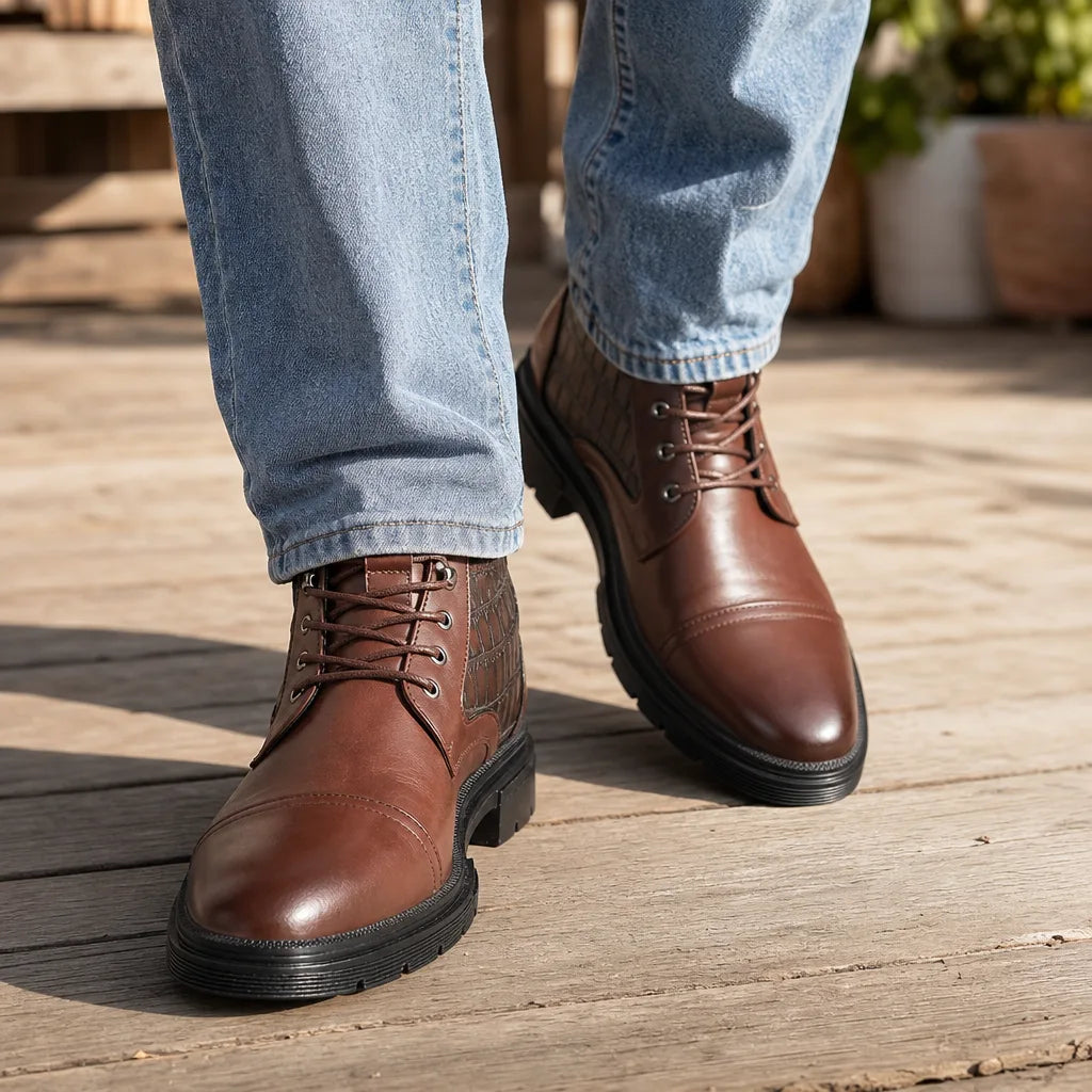 Men's Brown Ferris Cap-Toe Ankle Boots