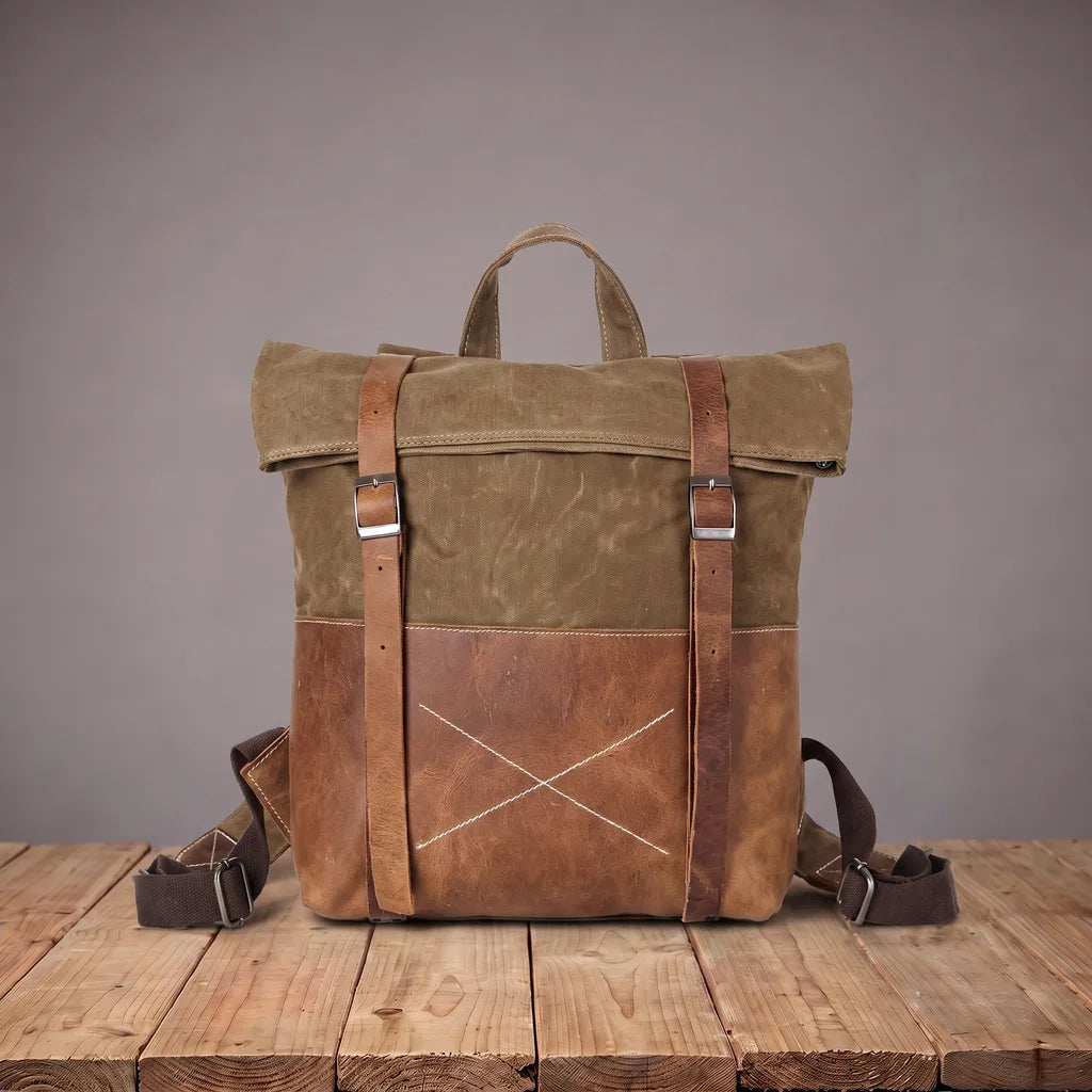 Finnegan | Men's Canvas Travel Laptop Backpack - Color:Beige