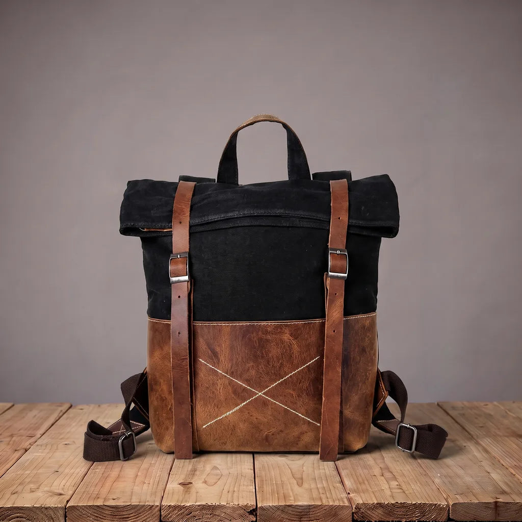 Finnegan | Men's Canvas Travel Laptop Backpack - Color:Black