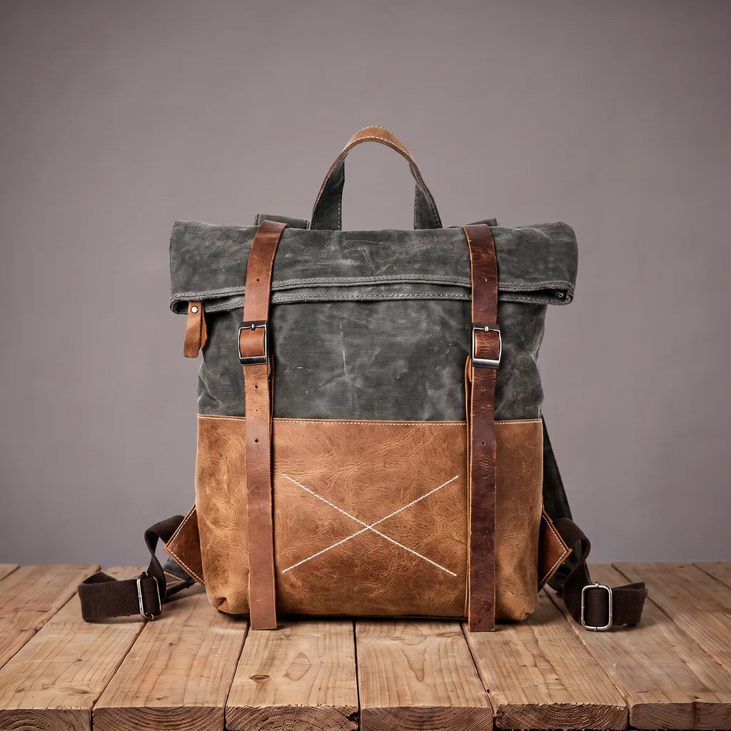 Finnegan | Men's Canvas Travel Laptop Backpack - Color:Green