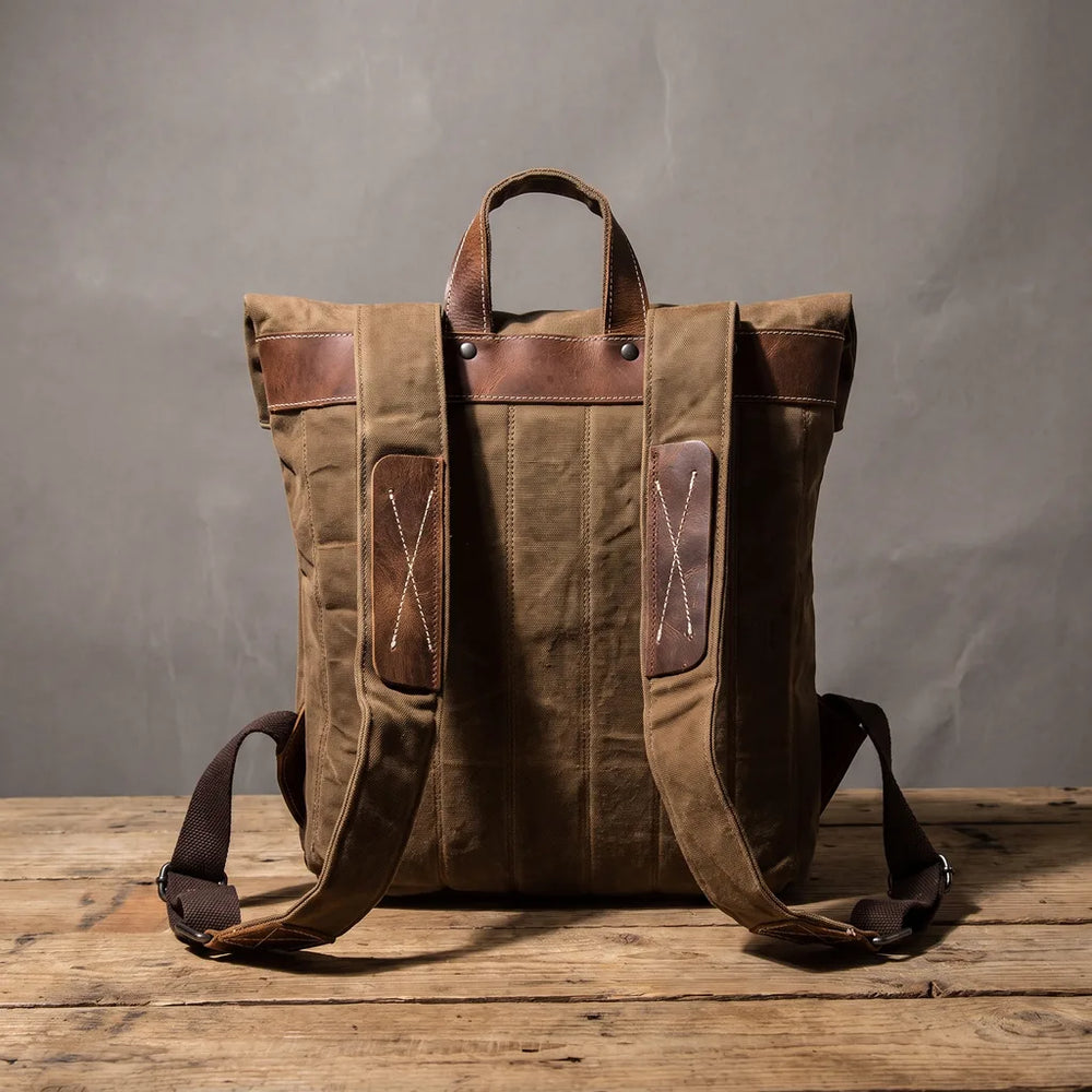 Men's Beige Finnegan Waxed Canvas Backpack