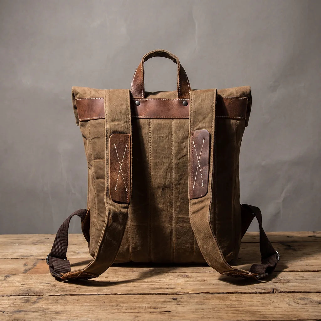 Men's Beige Finnegan Waxed Canvas Backpack