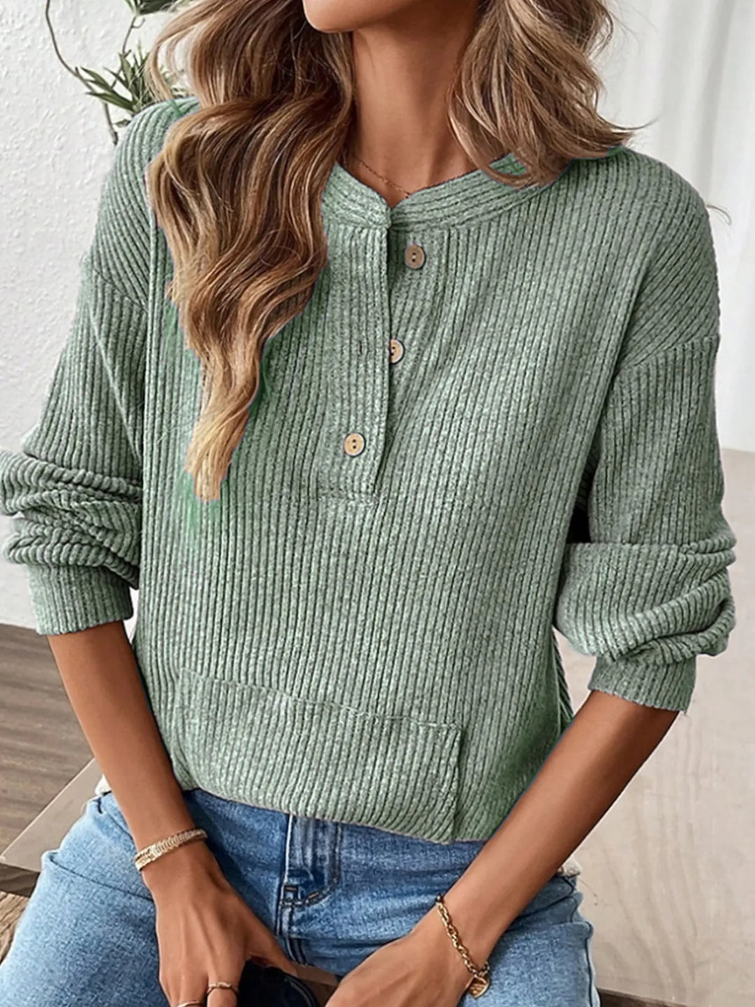 Fitch | Women's Relaxed Knit Sweater - Size:XS;Color:Light Green