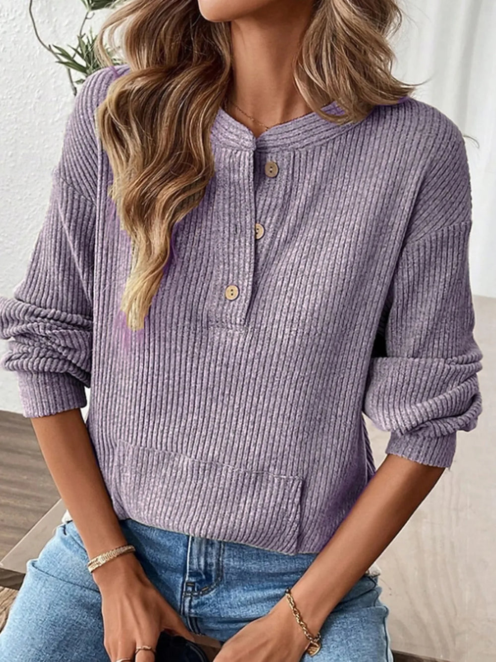 Fitch | Women's Relaxed Knit Sweater - Size:XS;Color:Light Purple