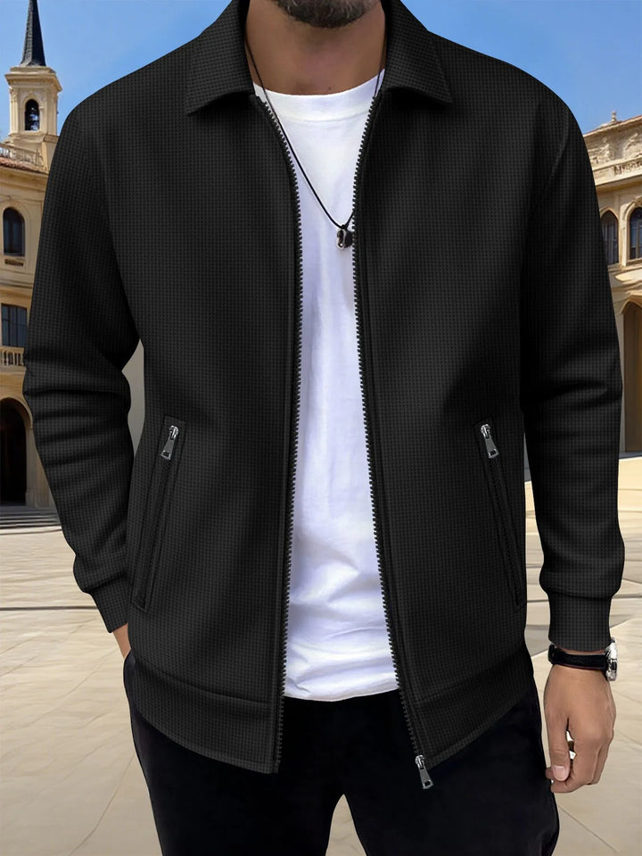 Fitzgerald | Men's Textured Zip Jacket - Size:XS;Color:Black