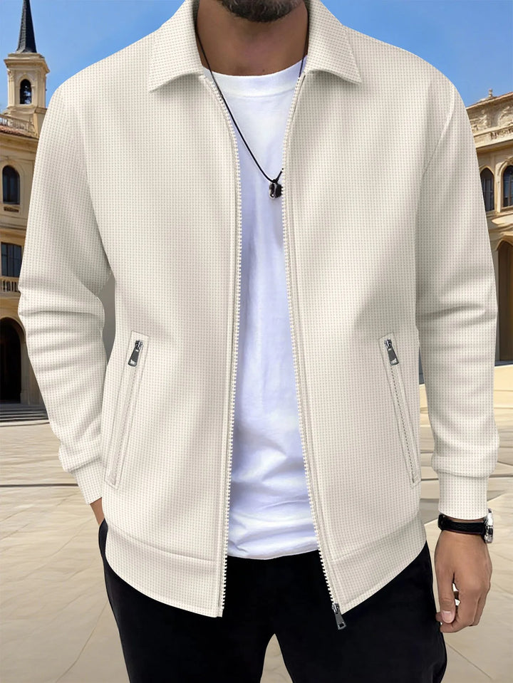 Fitzgerald | Men's Textured Zip Jacket - Size:XS;Color:Cream
