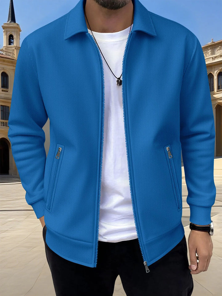 Fitzgerald | Men's Textured Zip Jacket - Size:XS;Color:Royal Blue