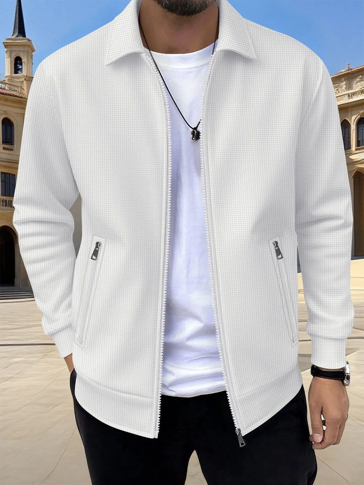 Fitzgerald | Men's Textured Zip Jacket - Size:XS;Color:White
