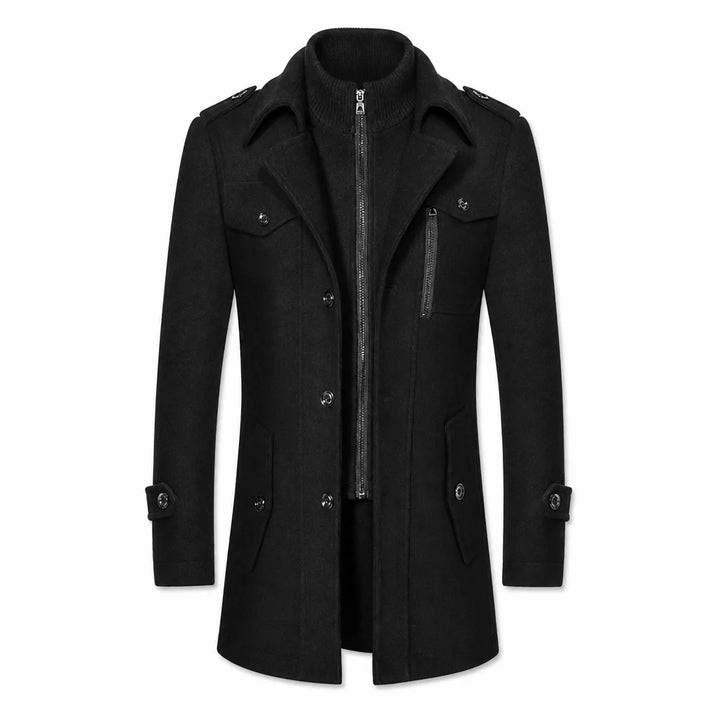 Fleming Double Collar Overcoat  - Color:Black;Size:S