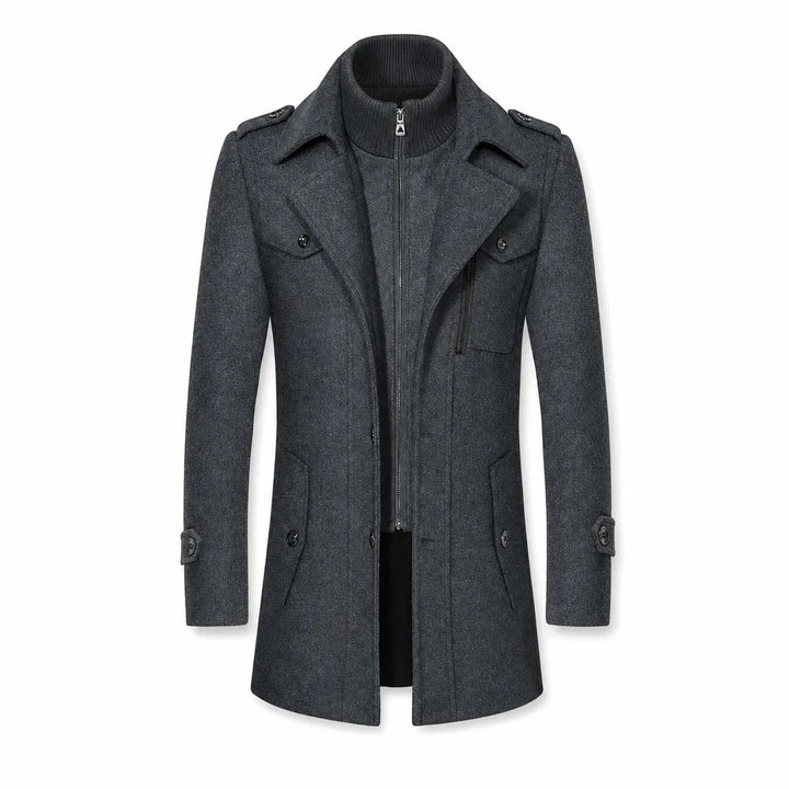 Fleming Double Collar Overcoat  - Color:Gray;Size:S