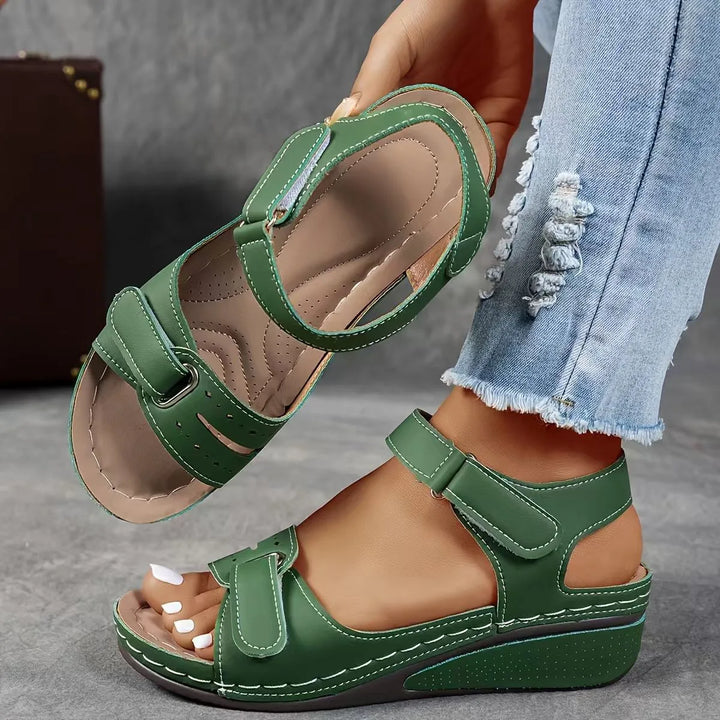 Flora | Women's Orthopedic Wedge Sandals - Color:Green;Size:35
