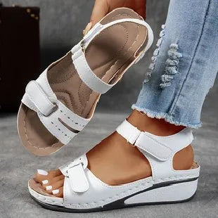 Flora | Women's Orthopedic Wedge Sandals - Color:White;Size:35