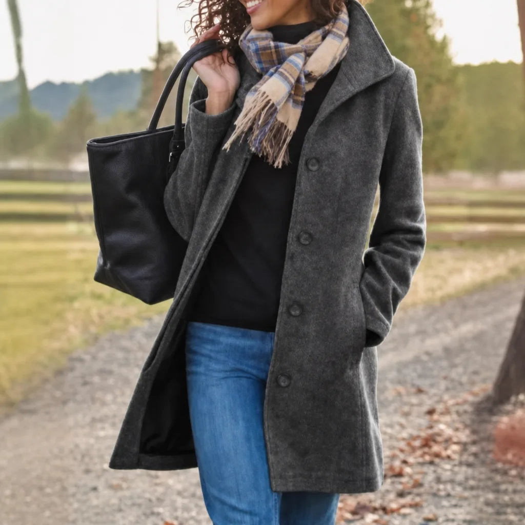 Women's Gray Flora | Women's Warm Collar Coat -No match