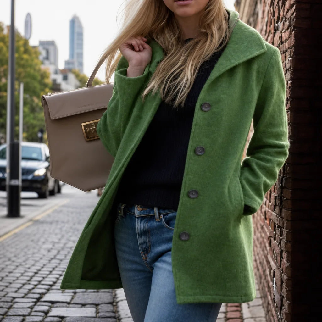 Women's Green Flora | Women's Warm Collar Coat -No match
