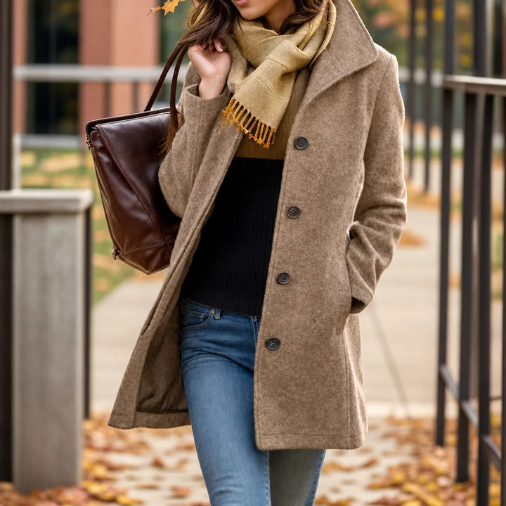 Women's Khaki Flora | Women's Warm Collar Coat -No match