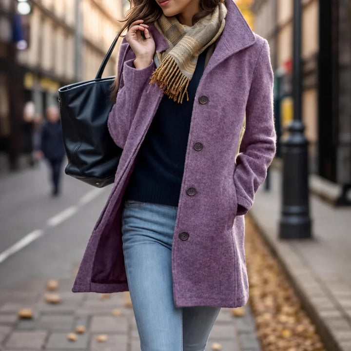 Women's Purple Flora | Women's Warm Collar Coat -No match
