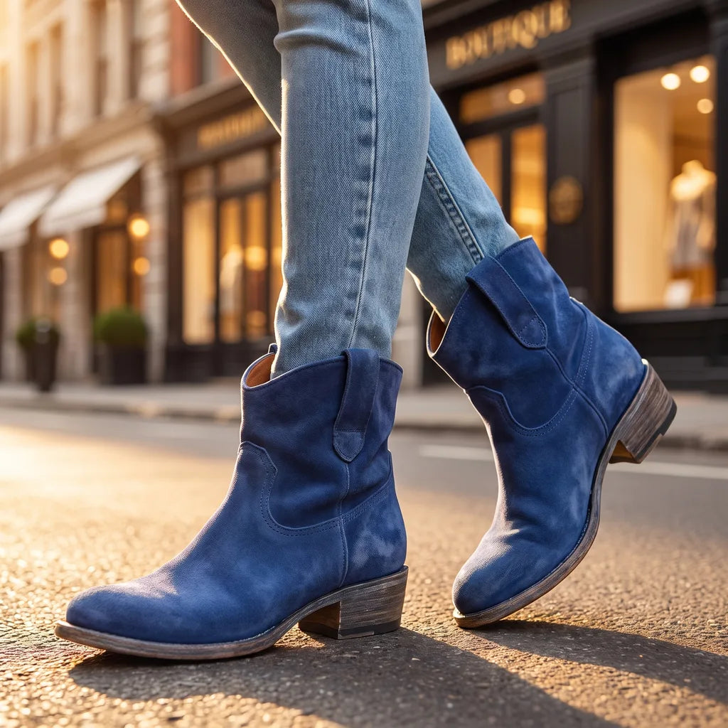 Women's Blue Barlow Round Toe Boots