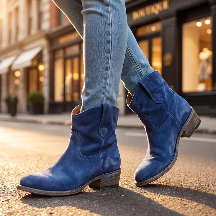 Women's Blue Barlow Round Toe Boots