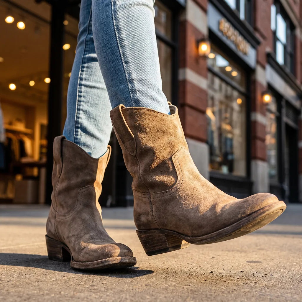 Women's Brown Barlow Round Toe Boots