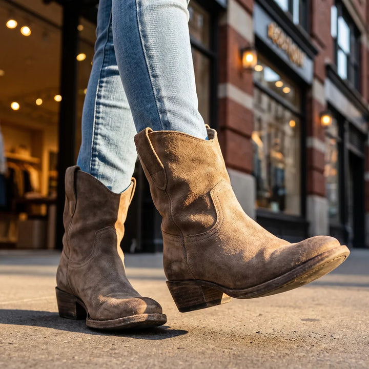 Women's Brown Barlow Round Toe Boots