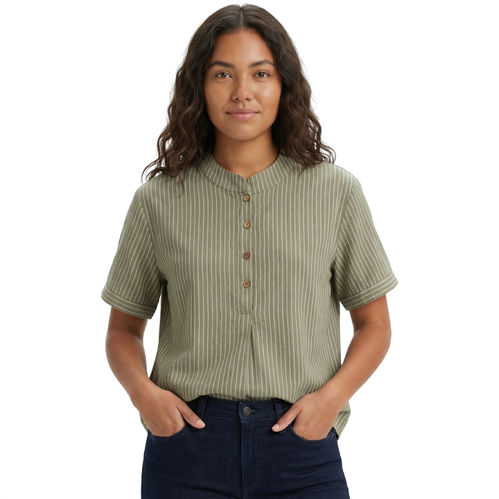 Forest Green Elara Cotton Striped Top 4