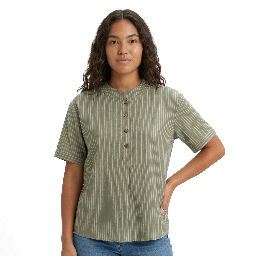 Forest Green Elara Cotton Striped Top 3