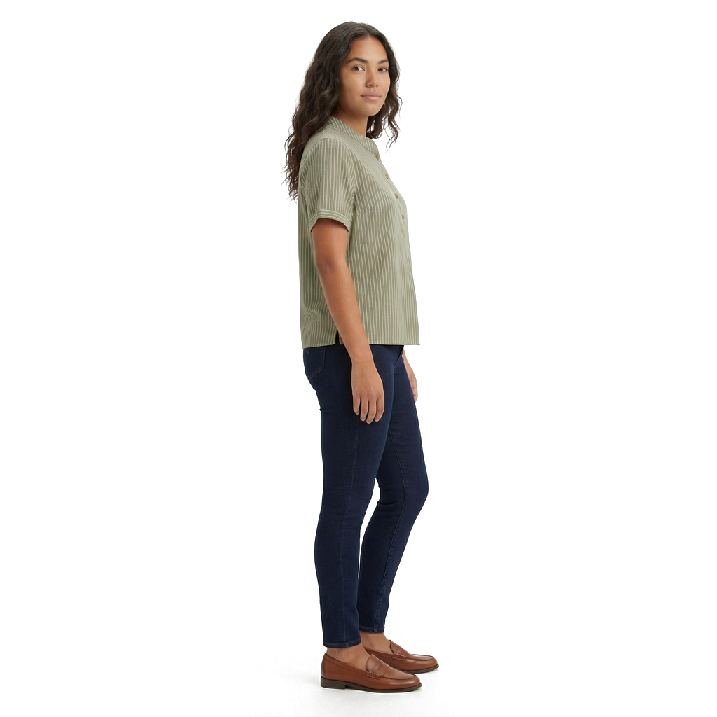 Forest Green Elara Cotton Striped Top 2