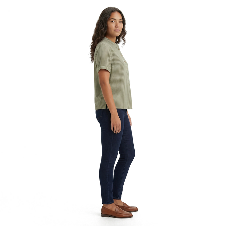 Forest Green Elara Cotton Striped Top 2
