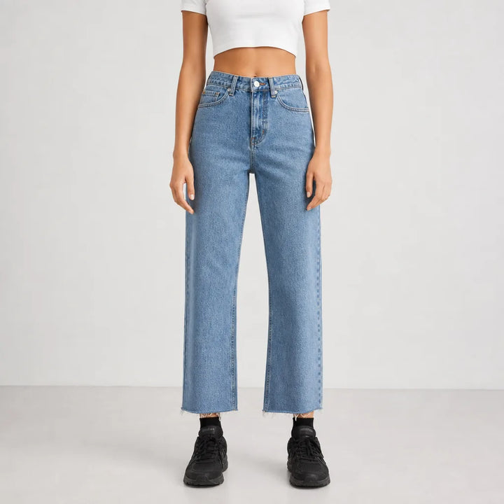 Women's Blue Frances Cotton Wide Leg Jeans