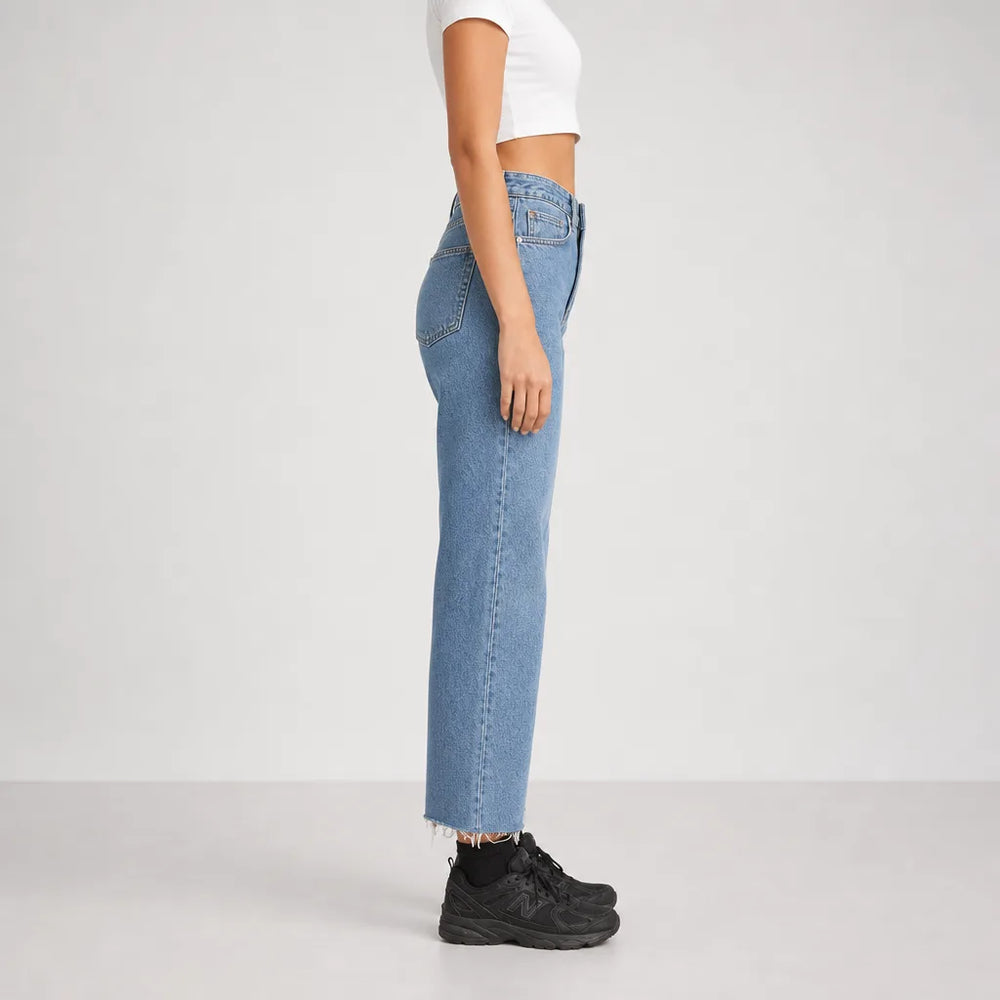 Women's Blue Frances Cotton Wide Leg Jeans