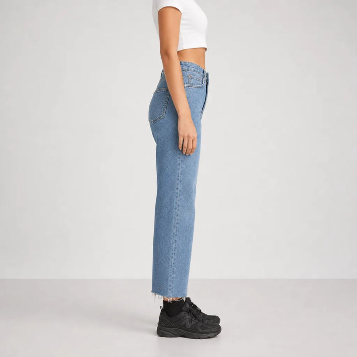 Women's Blue Frances Cotton Wide Leg Jeans