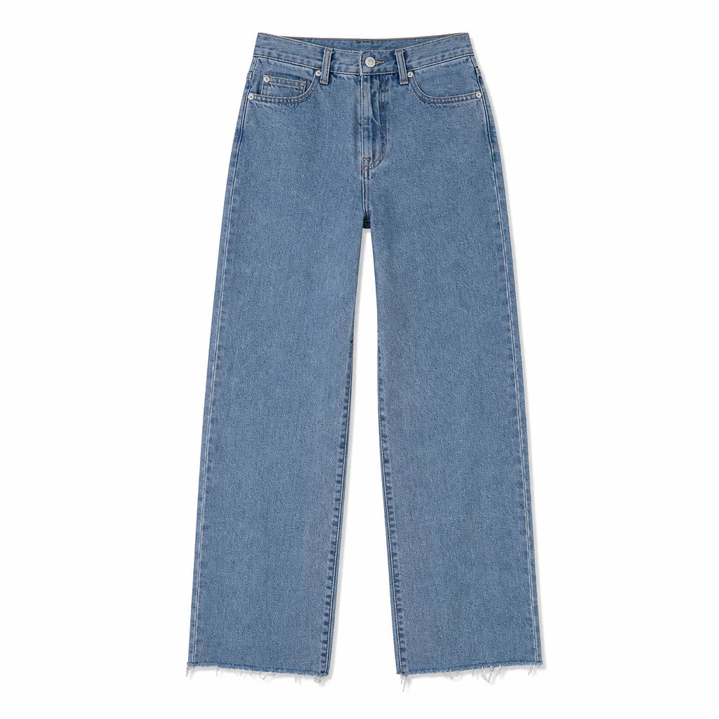 Frances | Mom Jeans Baggy Wide Leg Jeans - Color:Blue;Size:XS