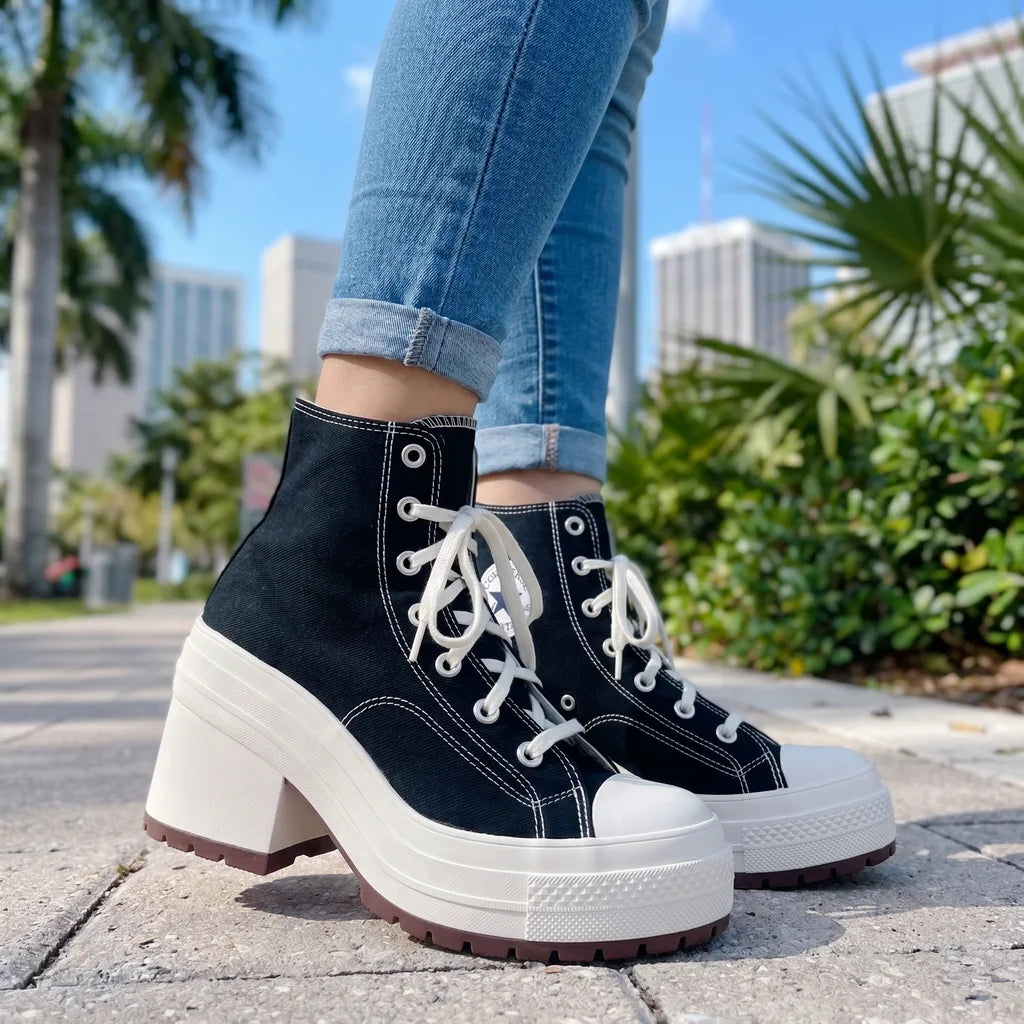 Women's Black Liberty Platform Canvas Sneakers