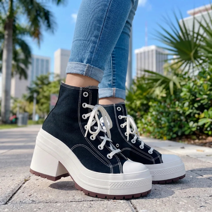 Women's Black Liberty Platform Canvas Sneakers