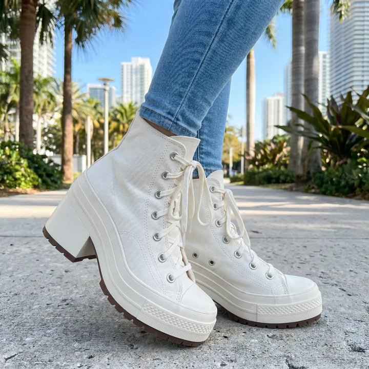 Women's White Liberty Platform Canvas Sneakers