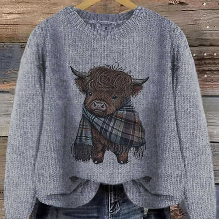 Francesca | Women's Cozy Crewneck sweater  - Color:Blue;Size:XS