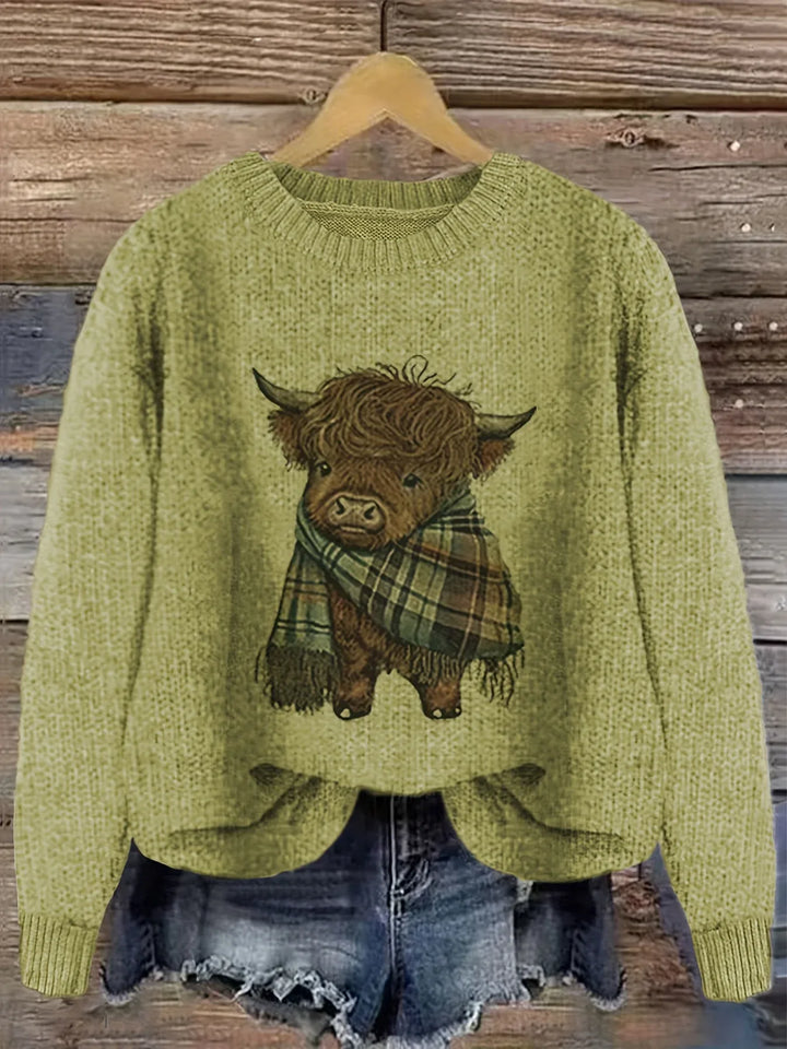 Francesca | Women's Cozy Crewneck sweater  - Color:Green;Size:XS