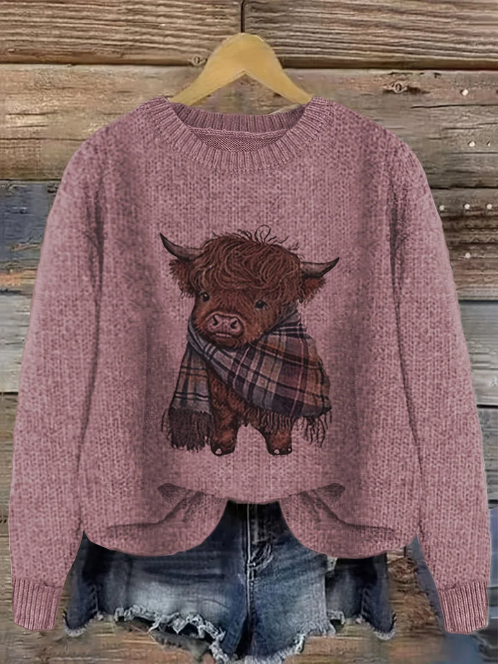 Francesca | Women's Cozy Crewneck sweater  - Color:Purple;Size:XS