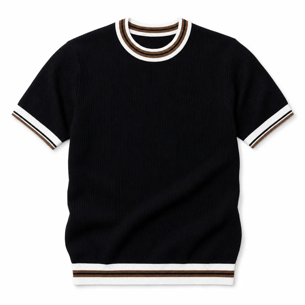 Fred Striped Knit Tee - Color:Black;Size:S
