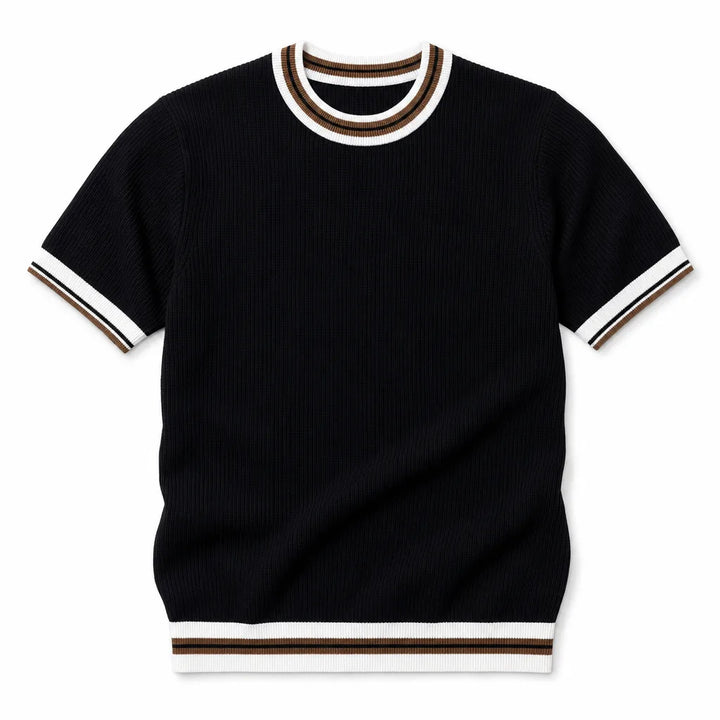 Fred Striped Knit Tee - Color:Black;Size:S
