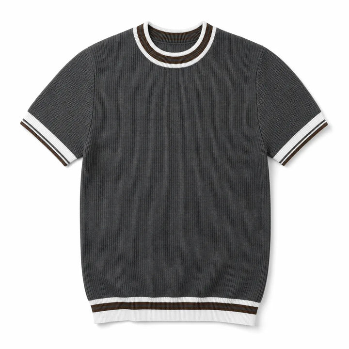 Fred Striped Knit Tee - Color:Gray;Size:S
