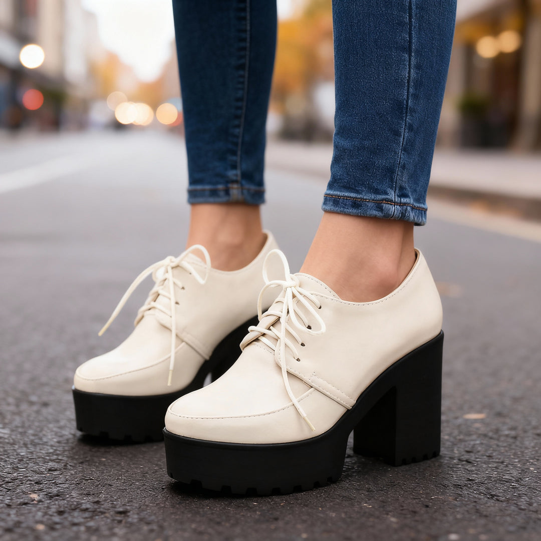 Jessica Lace-Up Block Heels