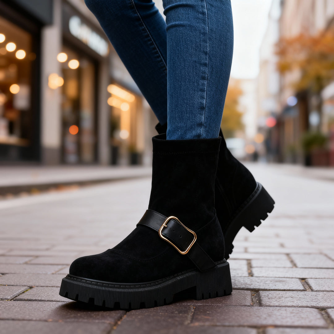 Helena Suede Buckle Boots