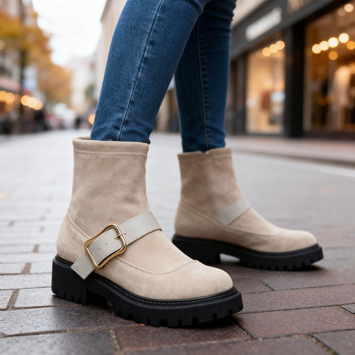 Helena Suede Buckle Boots