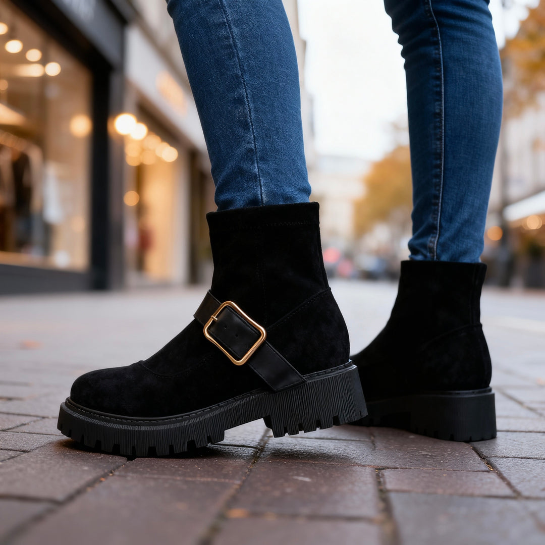 Helena Suede Buckle Boots
