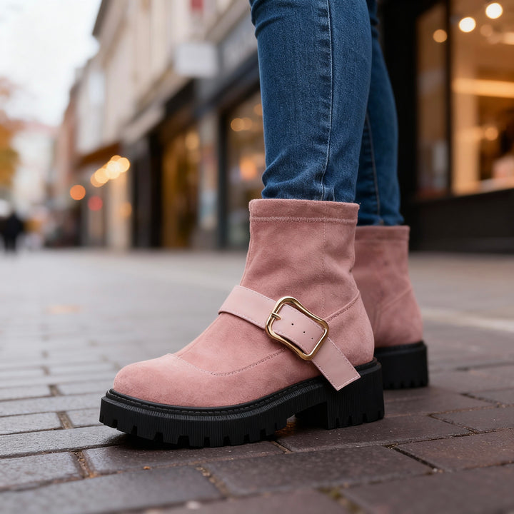 Helena Suede Buckle Boots