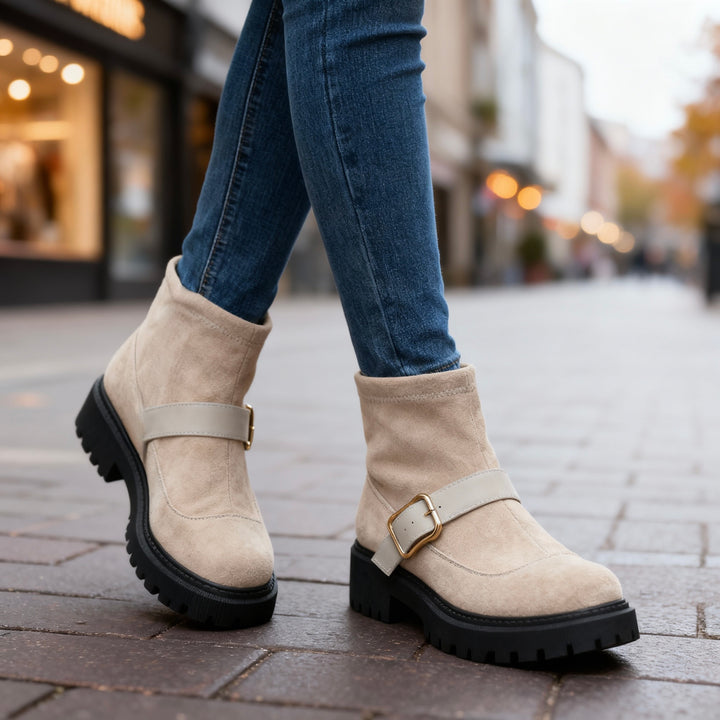 Helena Suede Buckle Boots
