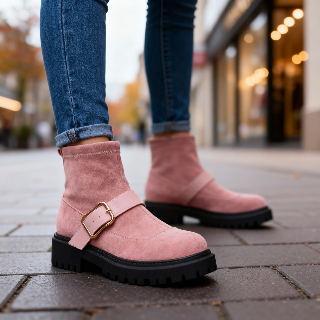 Helena Suede Buckle Boots